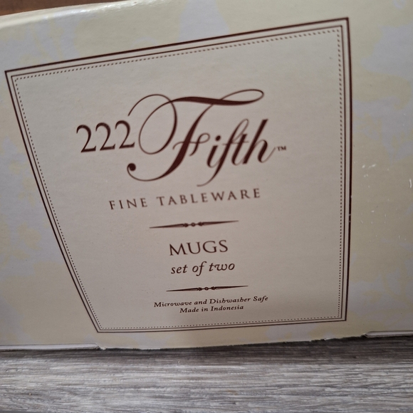 New Set of 2 Floral Coffee Mugs by 222 Fifth: Burgundy Red - Picture 3 of 6